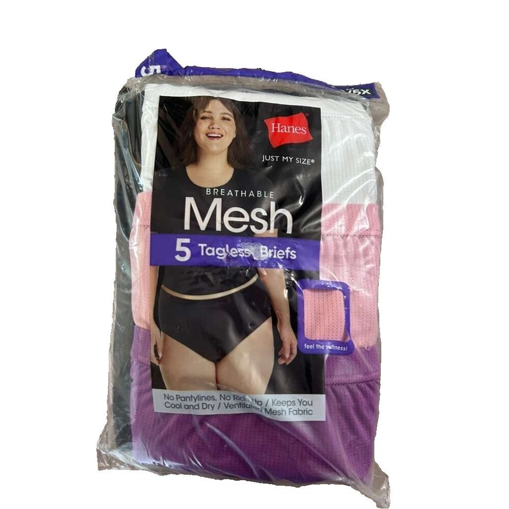 Hanes Underwear Women Mesh 5 Tagless Briefs Panties Colorful 5X New